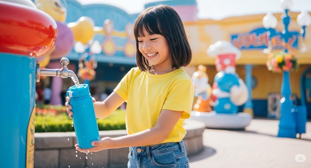 パーク内の給水機と水筒の活用法