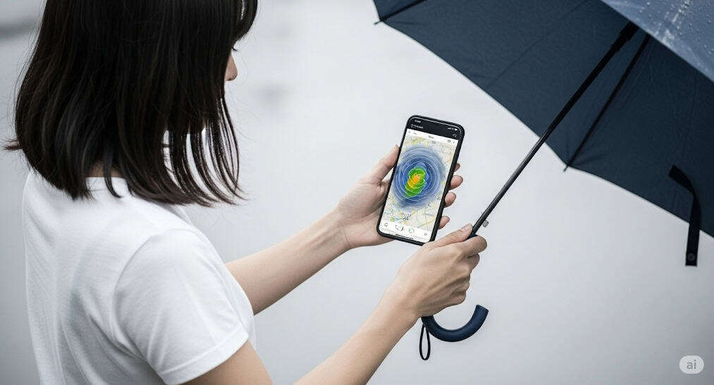 天気予報を確認する人