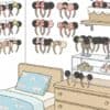 様々なディズニーカチューシャが整頓されて収納されている様子を描いたイラスト