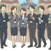 職場の同僚と楽しそうにディズニーリゾートを訪れる人々のイラスト