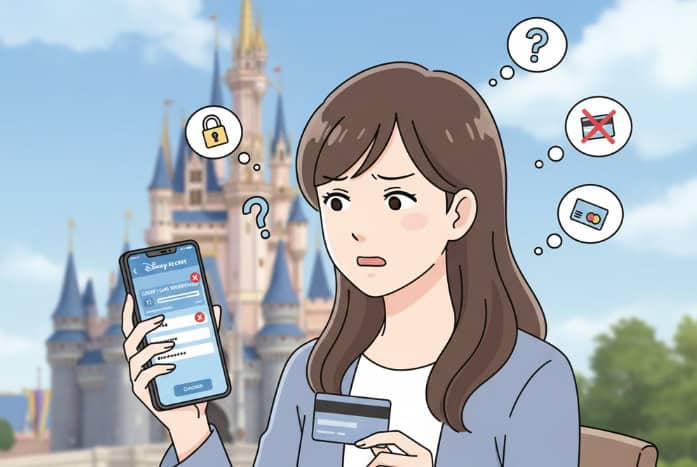 クレカの登録で困っている女性
