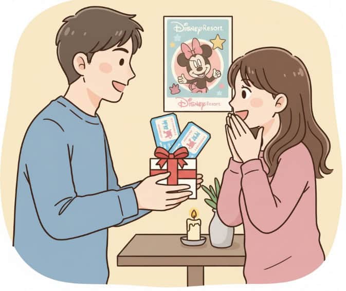 プレゼントを喜ぶ女性