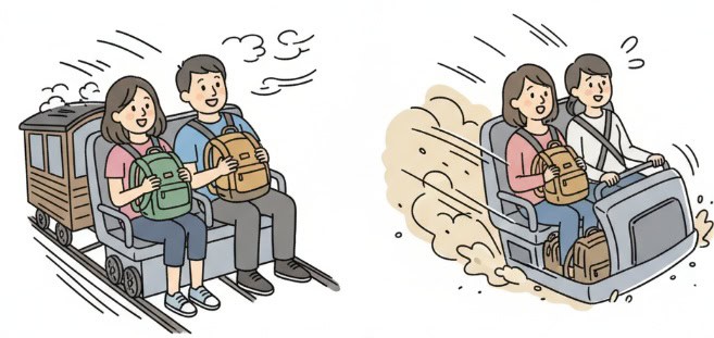 アトラクションでは邪魔？危ない時の対策