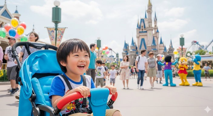バギーに乗る5歳児