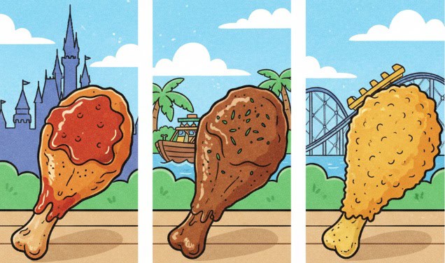 パークで提供される様々な種類のチキンレッグのイラスト