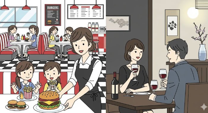レストランや食べ物の違いもチェック